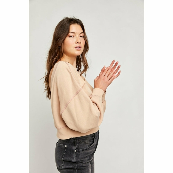 FREE PEOPLE PEACH TAKE ME BACK PULLOVER SWEATSHIRT TOP SZ xS 22" - Picture 7 of 8